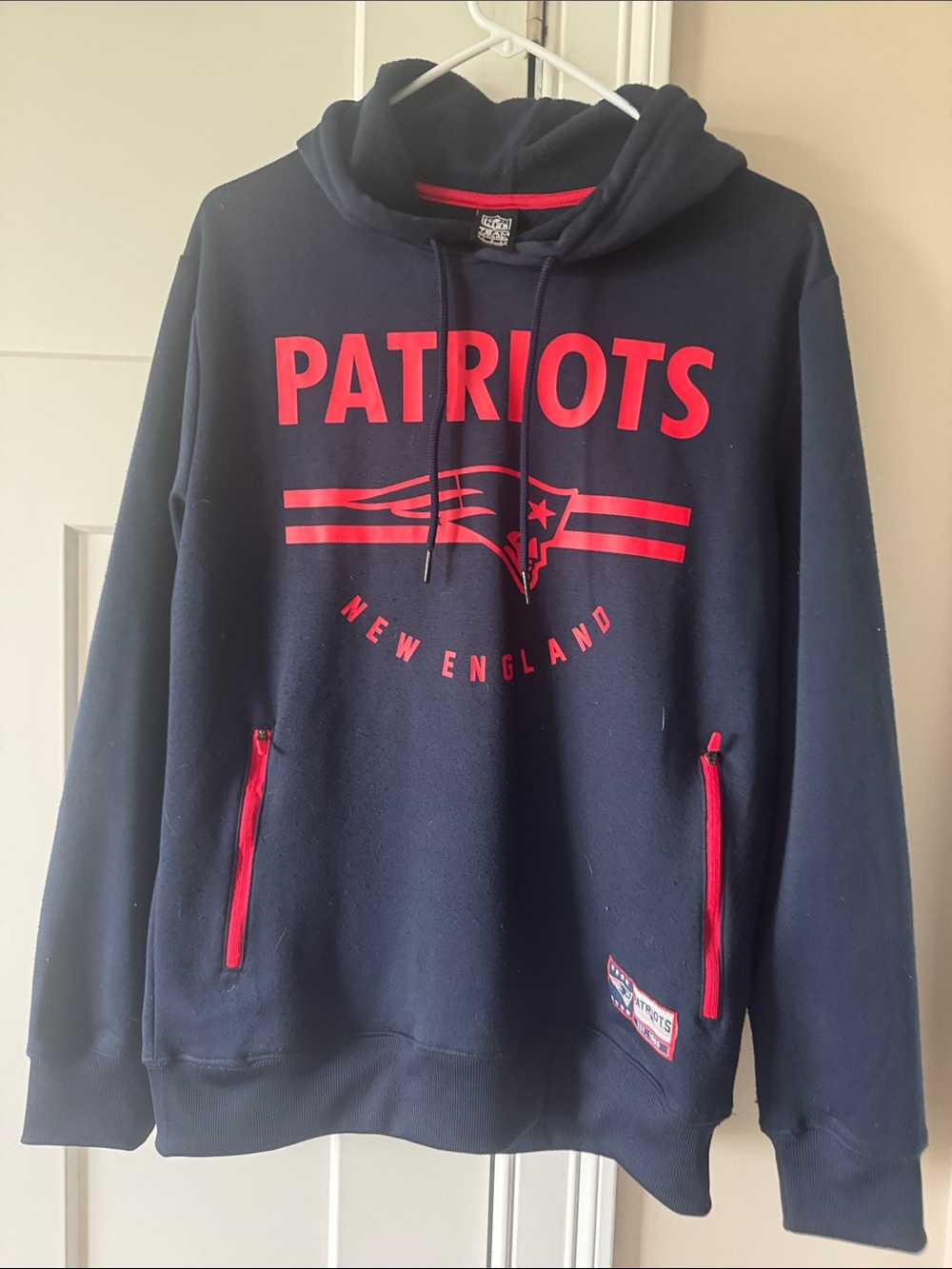 NFL New England Patriots Navy Hoodie with Red Accents
